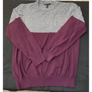 21 Men Sweater Mens‎ XL Purple Gray Colorblock Crew Neck Pullover Knit Preppy
